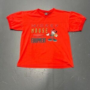 Vintage 80s/90s Mickey Mouse athletic equipment graphic v neck ringer tshirt